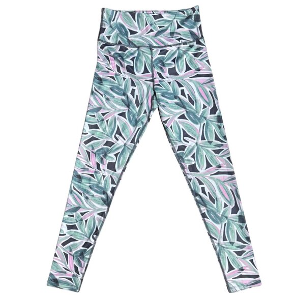 Sage Collective Leggings | Green Pink Leaf Print | Yoga / Workout Pants | Size S - Picture 7 of 9